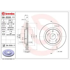 BREMBO Disques de frein pour SUZUKI: Swift (Ref: 09.E533.11) pas cher