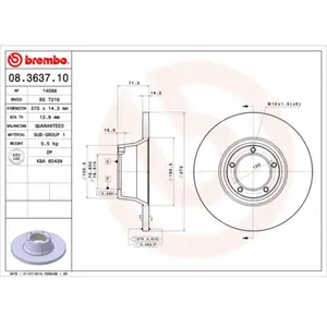 BREMBO Disques de frein pour FORD: Transit/Tourneo (Ref: 08.3637.10) pas cher