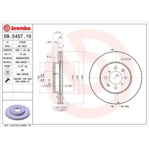 2 disques de frein brembo 09.5457.10 pas cher