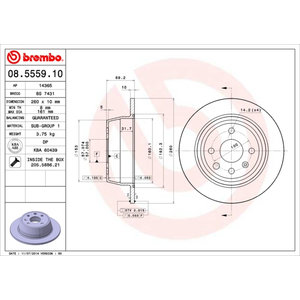BREMBO Disques de frein pour OPEL: Vectra, Astra & VAUXHALL: Astra (Ref: 08.5559.10)