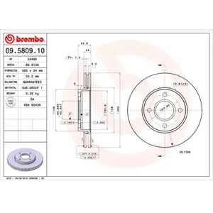 2 disques de frein brembo 09.5809.10 pas cher