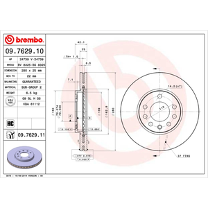 BREMBO Disques de frein pour OPEL: Zafira, Corsa, Meriva, Astra, Combo & VAUXHALL: Astra, Meriva, Zafira (Ref: 09.7629.10) pas cher