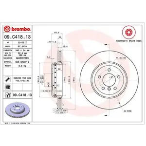 Remschijf 09C41813 Brembo pas cher