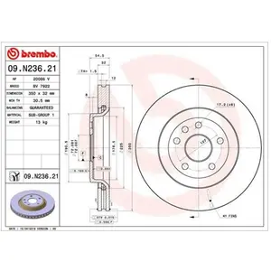 Remschijf 09N23621 Brembo