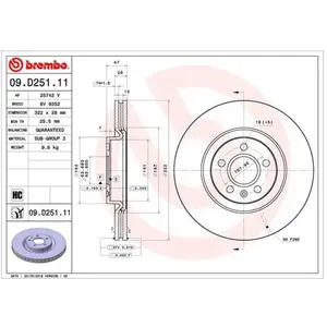 Remschijf 09D25111 Brembo pas cher