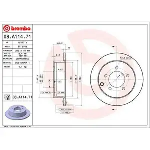 BREMBO Disques de frein pour MITSUBISHI: Lancer (Ref: 08.A114.71) pas cher
