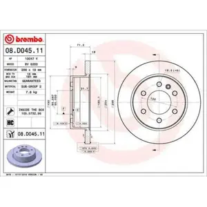 Remschijf 08D04511 Brembo pas cher