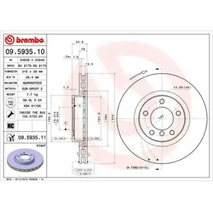 Remschijf 09593511 Brembo