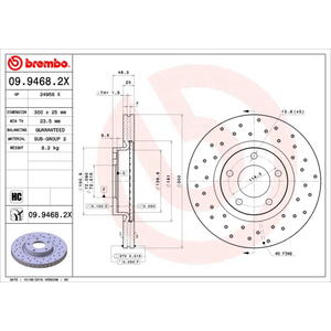 BREMBO Disques de frein pour MAZDA: 5, 3 (Ref: 09.9468.2X)