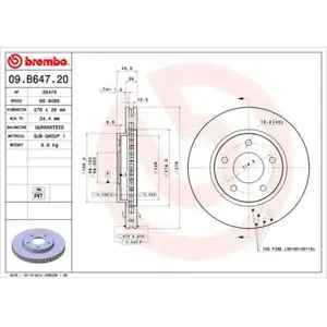 Remschijf 09B64721 Brembo