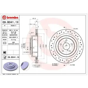 BREMBO Disques de frein pour SUBARU: Impreza, Legacy (Ref: 09.B041.1X) pas cher