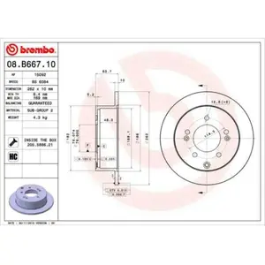 Remschijf 08B66711 Brembo