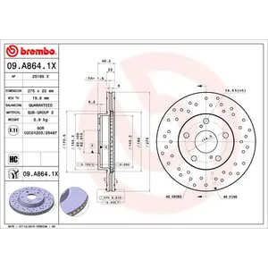 2 disques de frein brembo xtra vernis uv09.a864.1x