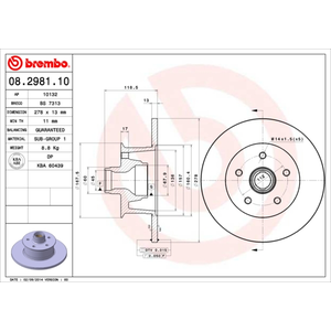 BREMBO Disques de frein pour VOLKSWAGEN: Transporter (Ref: 08.2981.10) pas cher