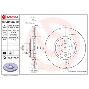 1 disque de frein brembo 09.b498.10 pas cher