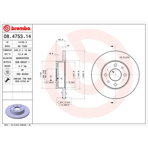 2 disques de frein brembo 08.4753.14 pas cher
