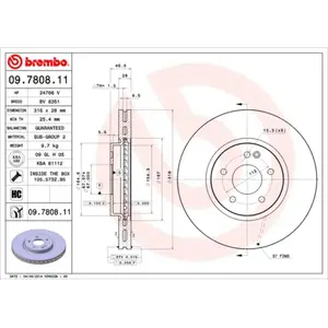 2 disques de frein brembo vernis uv 09.7808.11 pas cher
