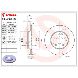 2 disques de frein brembo 09.4869.34 pas cher