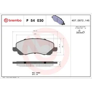 Remblokkenset schijfrem P54030X Brembo pas cher