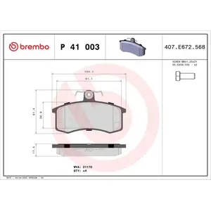 Brembo P 41 003X Plaquette de frein pas cher