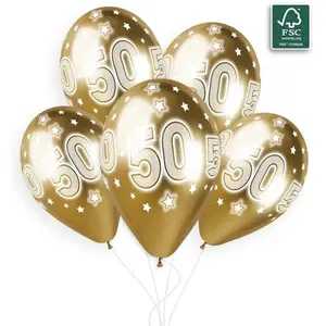 GEMAR 5 Ballons 50 Ans - 33 Cm - Doré pas cher