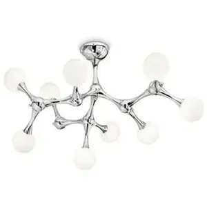 Suspension NODINO PL9 CROMO - IDEAL LUX - Métal et verre soufflé - Ø 83 x H 47,5 cm - G9 - Salle à manger pas cher