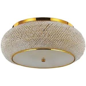 Ideal Lux Pasha' - Plafonnier À 10 Ampoules Or Avec Cristaux, E14 pas cher