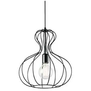 Ideal Lux Ampolla - Plafonnier À 1 Lumière, Style Cage Noir Mat, E27