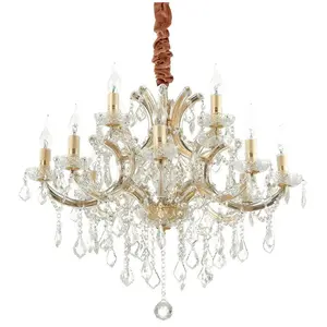 IDEAL LUX Chandelier sans abats jours Napoleon Verre Or 12 ampoules 98cm pas cher