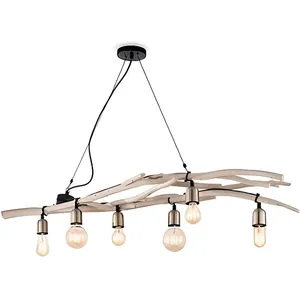 Suspension Bois DRIFTWOOD - IDEAL LUX - 6 ampoules - Vintage - E27