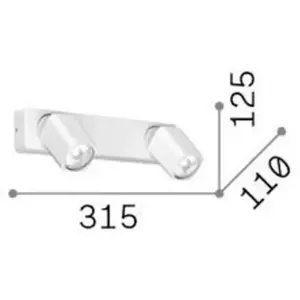 Ideal Lux Rudy Spot De Plafond Double À 2 Lumières, Blanc pas cher