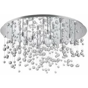 Ideal Lux Neve - Luminaire Suspendu Semi-Affleurant À 15 Ampoules Très Grandes Bulles De Verre, Chrome, G9 pas cher