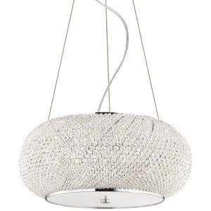 Ideal Lux Pasha' - Suspension À 6 Ampoules Au Fini Chrome Avec Cristau...