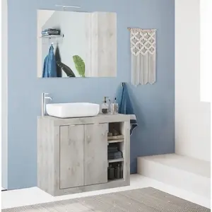 Comparateur de prix : Cstore ROME Ensemble Meuble salle de bain L 92 + vasque + 2 Portes + 3...