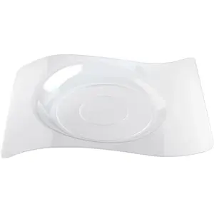 Paquet de 6 Assiettes plastique DESIGN vague 28cm Transparent pas cher