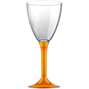 Paquet de 10 Verres montés pied translucide ORANGE pas cher