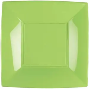 Paquet 8 Assiettes à dessert PLASTIQUE rigide Carré VERT 18 cm pas cher