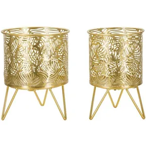 Set de 2 cache-pots en métal doré Naty pas cher