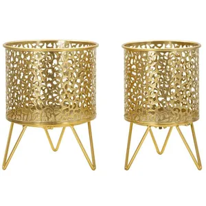 Set de 2 cache-pots en métal doré Holderpiny pas cher