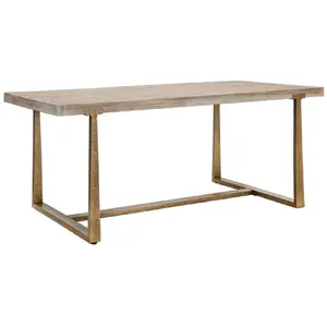Table Ã  manger rectangulaire en bois et mÃ©tal marron 180x90x78 cm