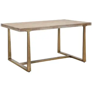 Table rectangulaire en bois et mÃ©tal marron 150x90x78 cm