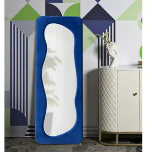 Miroir en verre et tissu Theodor 60 x 4 x 160 cm bleu pas cher