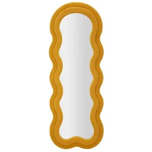 Miroir Mural en Tissu Bouclé Teddy 160cm Moutarde pas cher