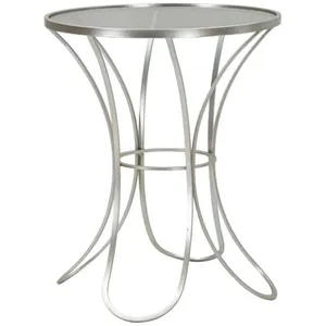 Petite Table En Métal Argenté Ø 56x68 CmVendu parmanomano