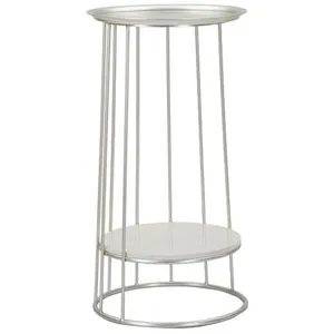 Petite Table En Métal Argenté Ø 40x76 Cm pas cher