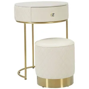 Set coiffeuse avec tabouret effet matelassé Sharon pas cher