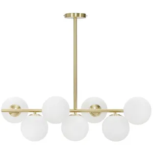 MAUROFERRETTI Lustre - GLAMY - 7 Lumières - Métal Doré - Verre Blanc - Élégance Chic pas cher