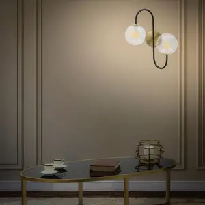 Comparateur de prix : Applique murale en métal et verre Black 36 x 24 x 45 cm