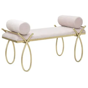 Bout de lit en métal et tissu Rosa 112.5 x 49 x 53 cm rose pâle pas cher