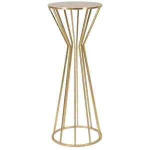 MAUROFERRETTI Petite table décorative ronde glamour dorée en métal pour salon de 38cm Stick pas cher